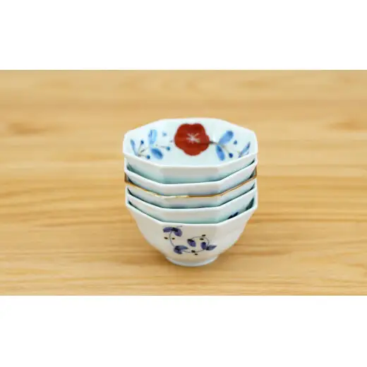 「おうちで楽しむ」リム八角 深小鉢 絵変り 5個セット 第2弾【皓洋窯】有田焼 食器 うつわ 小鉢 セット 手描き ギフト | 40000円 4万円 | dl005