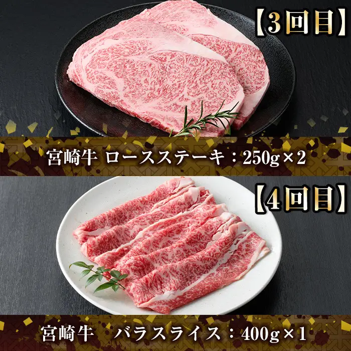 【定期便・全6回(連続)】宮崎牛定期便＜Bセット＞牛肉 国産 定期 【R-68】【株式会社ミヤチク】