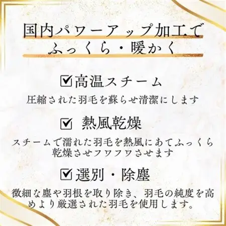 〈超長綿100%60番手サテン織〉羽毛布団 本掛けセミダブル ホワイトダックダウン93%Dp380【1144986】