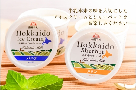 函館牛乳アイス ＆ シャーベットセットA 120ml 10個セット アイス バニラアイス アイスクリーム 氷菓 メロン シャーベット デザート 洋菓子 詰め合わせ 北海道産 生クリーム 濃厚 牛乳 新鮮 函館 送料無料 お取り寄せスイーツ_HD013-028