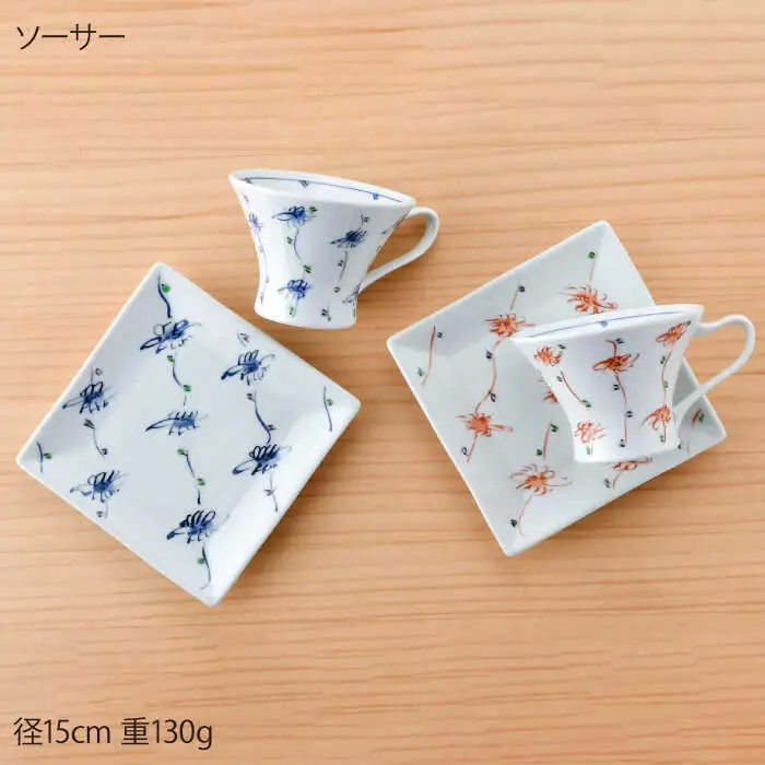 【波佐見焼】花しだれコーヒーカップペア マグカップ ケーキ皿 食器 食器 皿 【一夢窯】 [XE06]  波佐見焼