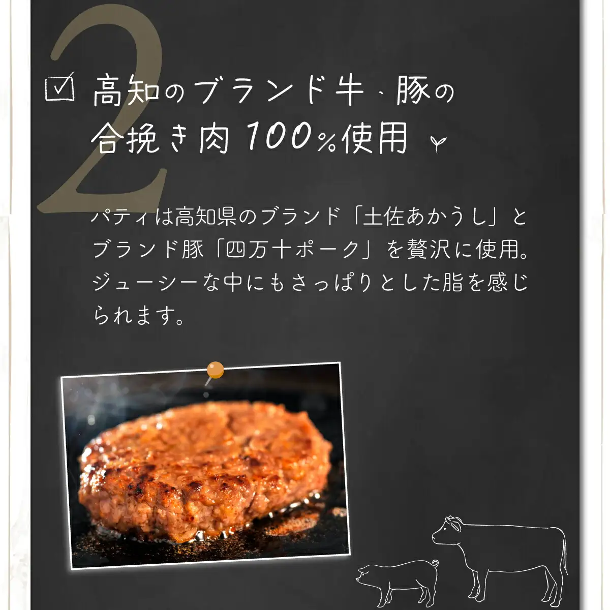 土佐和牛＆四万十ポーク合い挽きハンバーガーセット【７人前】