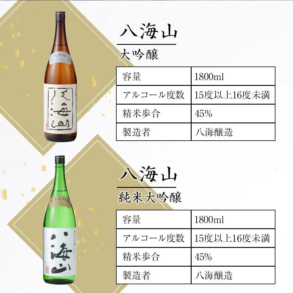 日本酒 八海山 大吟醸・純米大吟醸 1800ml×2本｜八海山