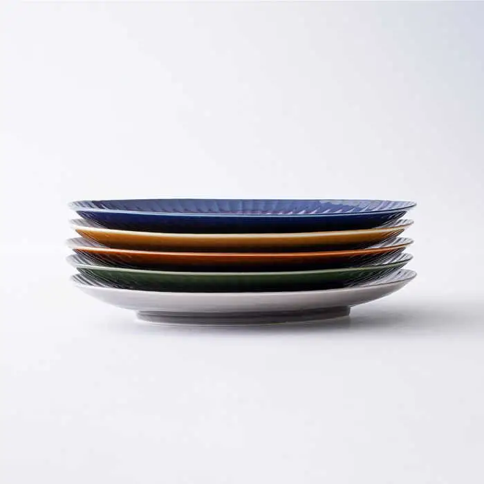【波佐見焼】しのぎ 楕円皿 プレート（大） 5colors 5枚セット 食器 皿 【一龍陶苑】 [CC55]  波佐見焼