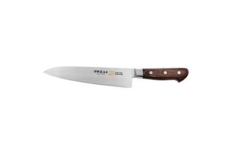 H35-25 牛刀包丁180mm 伊勢屋治平 モリブデン鋼 口金付 マホガニーパッカー柄 (B-3)