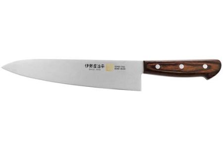 H25-106 牛刀包丁210mm 伊勢屋治平 モリブデン鋼 マホガニーパッカー柄 (E-4)