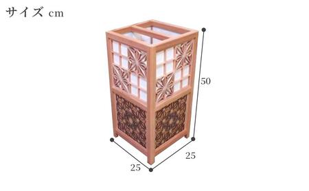レーザー行灯「趣」 Lサイズ 八重桜と角麻組子 (和紙貼りと桜突板)
