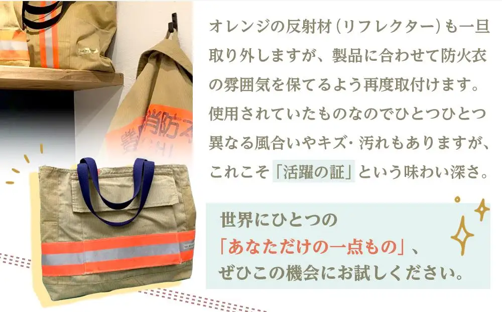 防火衣リメイクバッグ