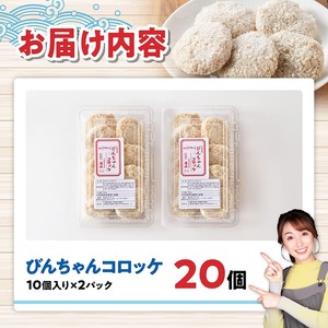 川南町漁協　直売所『通浜』びんちゃんコロッケ20個 【 魚介類 魚 加工品 惣菜 すり身 練り物 】