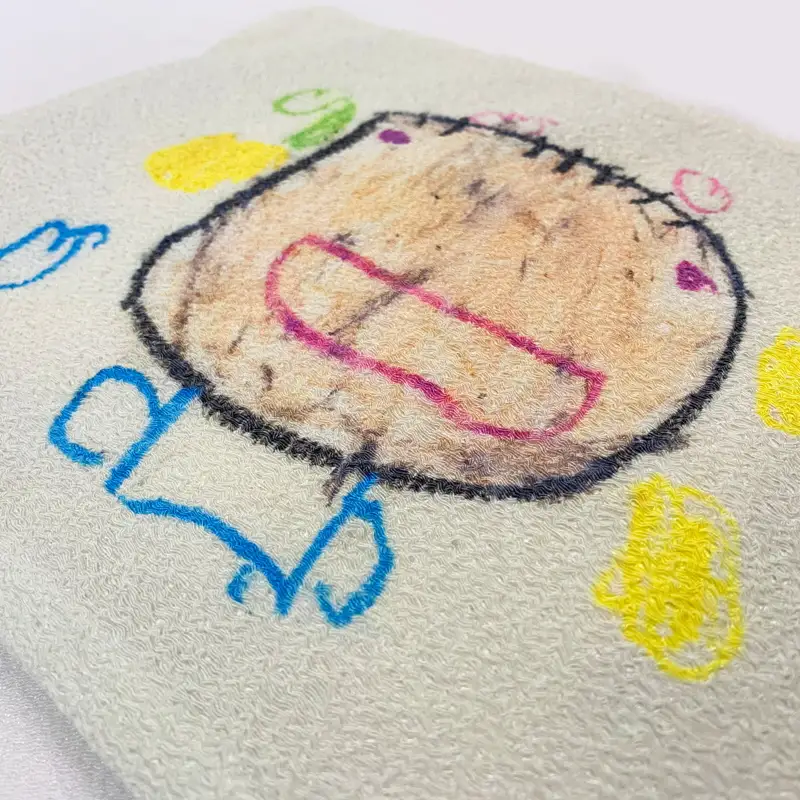 【簡単】子供の絵で作る丹後ちりめんふらっとポーチ　サイズ：約26㎝×20㎝ 雑貨 小物入れ 収納 ポーチ ハンドバック オーダーメイド ちりめん 思い出 贈り物 プレゼント オリジナル