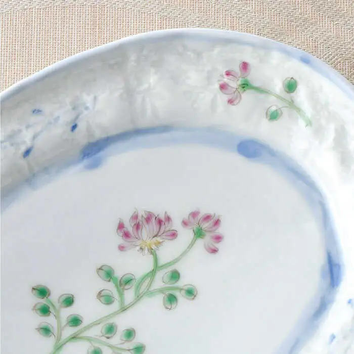 【波佐見焼】小花紋レース 小判皿 プレート 3枚組 食器 皿 【藍水】 [GB27]  波佐見焼