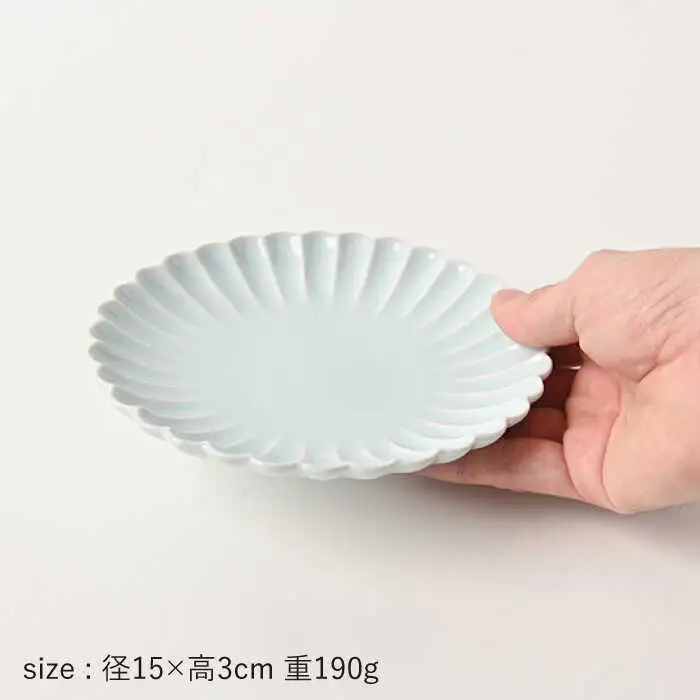 【波佐見焼】菊彫 青白釉 5寸皿 プレート 5枚セット 食器 皿 【福田陶器店】 [PA213]  波佐見焼