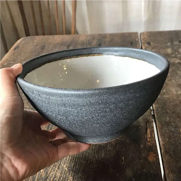 【 アイアン ブラック シリーズ 】 麺鉢 ペア 糸島市 / うつわと手仕事の店 研　器 陶器 食器 クラフト 手作り [ARD010]