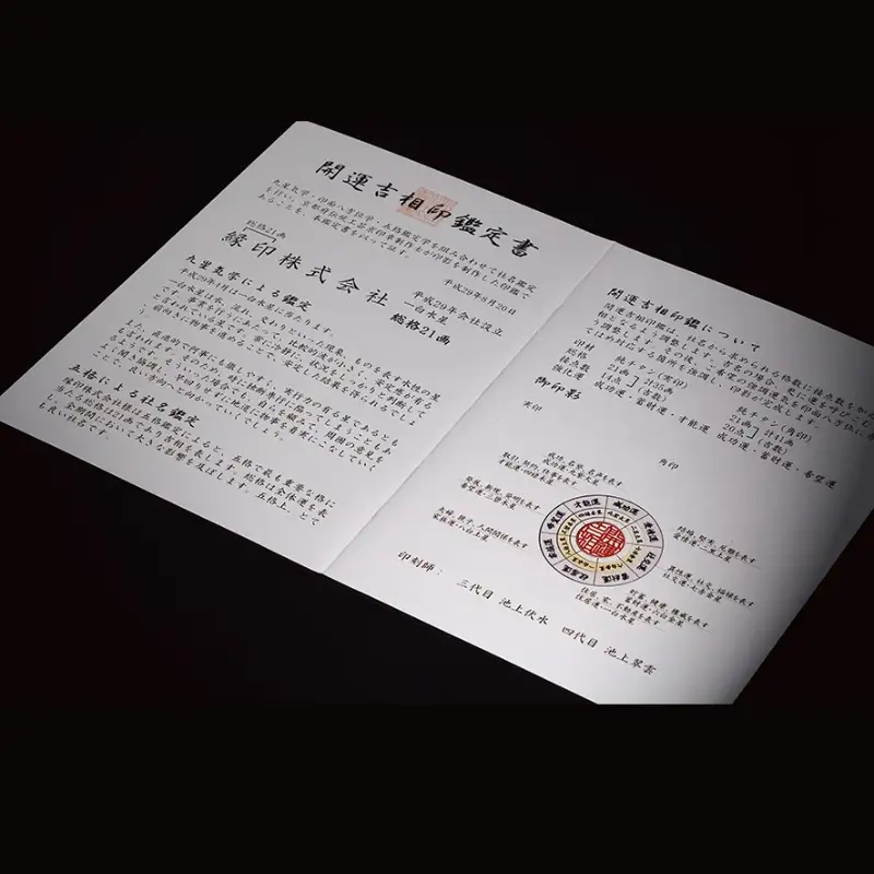 縁をつなぐプレミアムチタン製印章 芽力縁印（角印） 牛革印鑑ケースセット