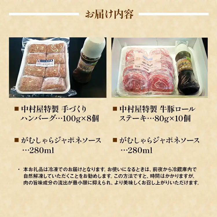 中村屋特製　手づくりハンバーグ/牛豚ロールステーキセット　AM005