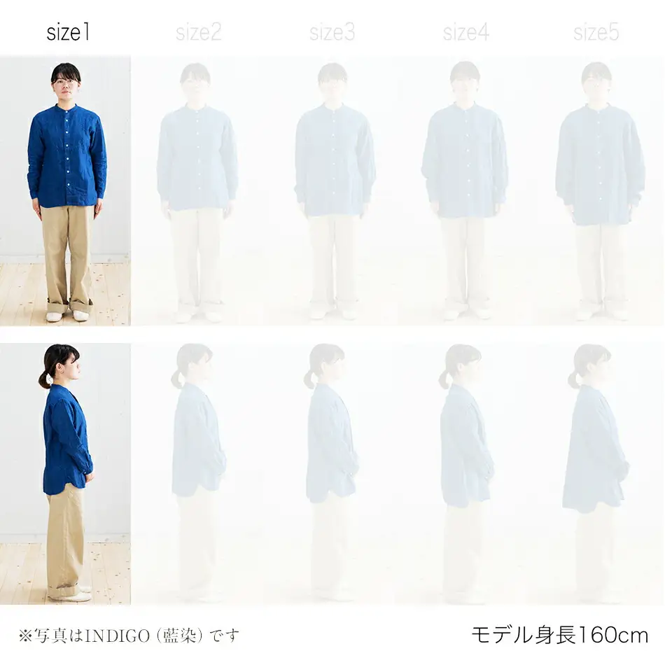 手染めリネン切替シャツ サイズ１LIGHT GRAY（薄墨染）　AO022