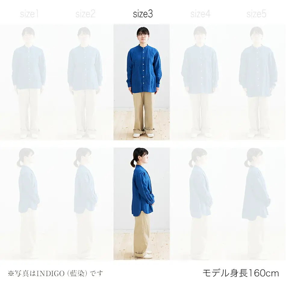 手染めリネン切替シャツ サイズ 3 LIGHT GRAY（薄墨染）　AO026
