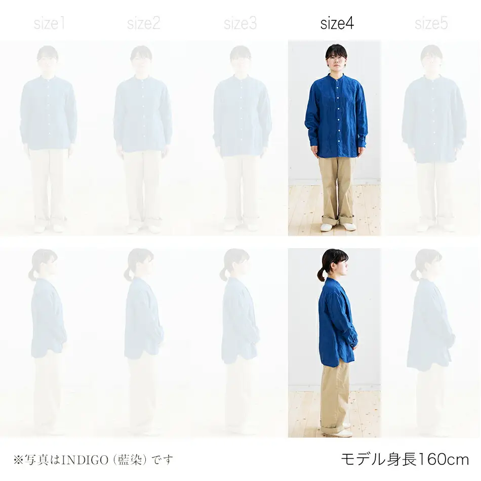 手染めリネン切替シャツ サイズ 4 LIGHT GRAY（薄墨染）　AO028