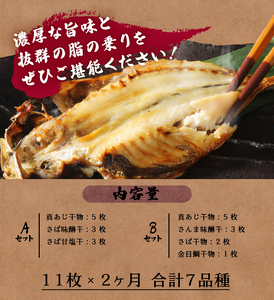 【小木曽商店】干物詰合せ【A・Bセット】　定期便　２ヶ月　毎月