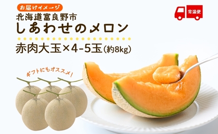 ＜2026年発送＞しあわせのメロン 赤肉 4～5玉 計8kg メロン 富良野
