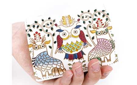【文庫屋大関】箱まち小銭入れ　ふくろう【皮革工芸品】 ファッション小物 財布 民芸品 