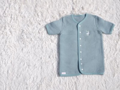 綿毛布 半袖スリーパー (Mサイズ) 2way仕様で暖か、アッシュグリーン 毛布の町 (泉大津産) sleeper-hs [2457]