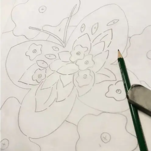 「花と蝶」手染め紅型パネル＜紅型作家＞新垣優香