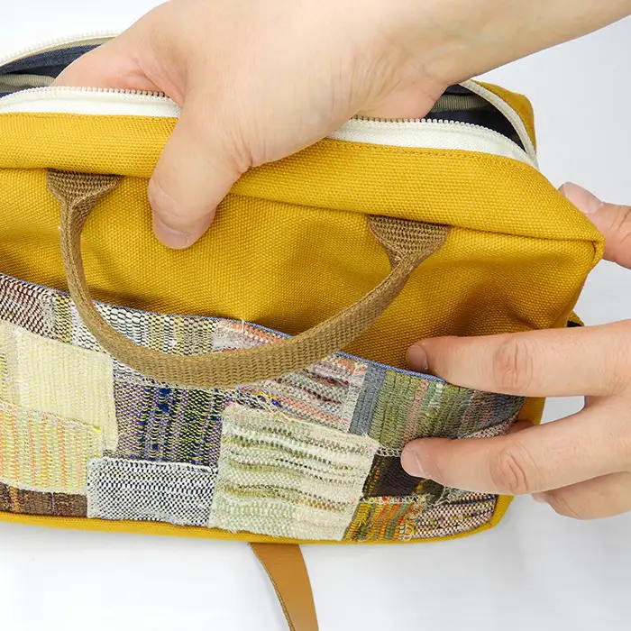 帆布のハギハギミニショルダー（マスタード）「思いやり型返礼品（支援型）」