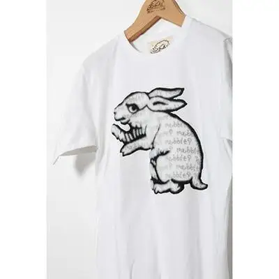 直植毛フロッキーTシャツ　ウサギ白　(Lサイズ)