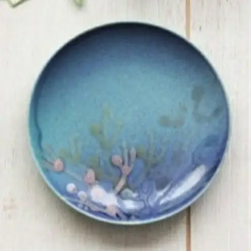 【datta.沖縄南の島陶芸工房】珊瑚プレート 取り皿（2枚セット）瑠璃紺×青色 ☆ やちむん 読谷村 コーラル セット商品 器 お皿 伝統工芸品 地場産品 ブルー