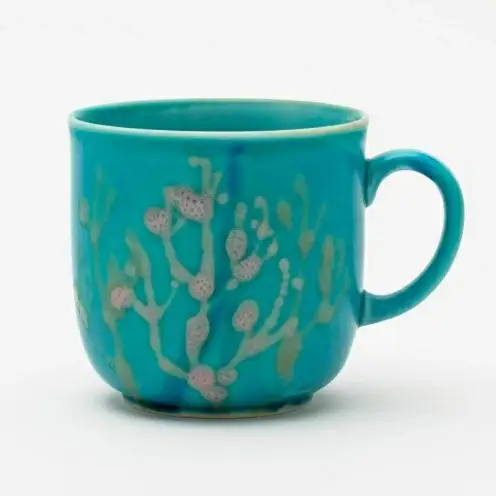【datta.沖縄南の島陶芸工房】珊瑚カップ 瑠璃紺x青色（ペア）