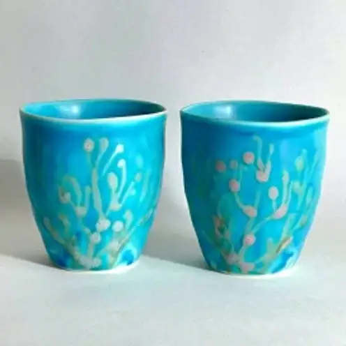 【datta.沖縄南の島陶芸工房】珊瑚タンブラー 青色（ペアセット）