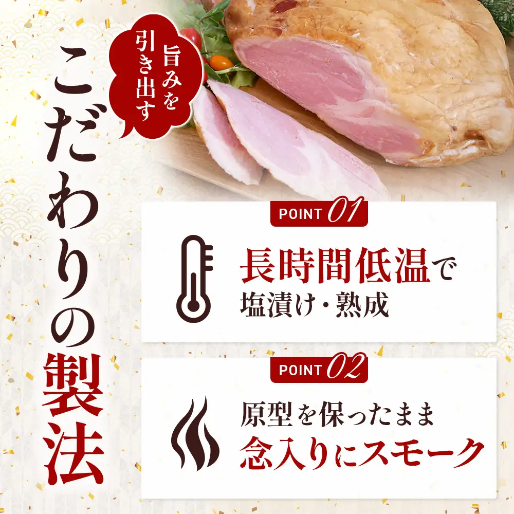 【高評価4.9】十勝骨付きハム 3.8kg ウデハム 解体方法付 リピーター続出 骨付きハム 長時間低温ハム 熟成ハム 北海道豚ハム