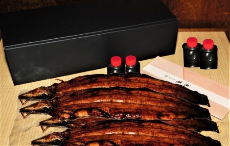 三河一色産　うなぎ手焼き【蒲焼パック4尾(1尾150g～180g)】・U035-480
