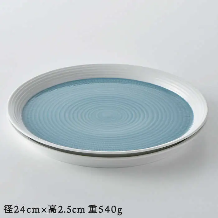 【波佐見焼】ブルースプレッド 24cm 丸皿 プレート 2枚セット 食器 皿 【一真窯】 [BB46]  波佐見焼