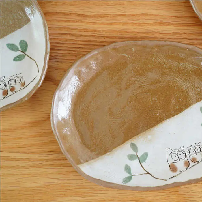 【波佐見焼】ふくろう 楕円皿 プレート 3枚組 食器 皿 【団陶器】 [PB74] 波佐見焼