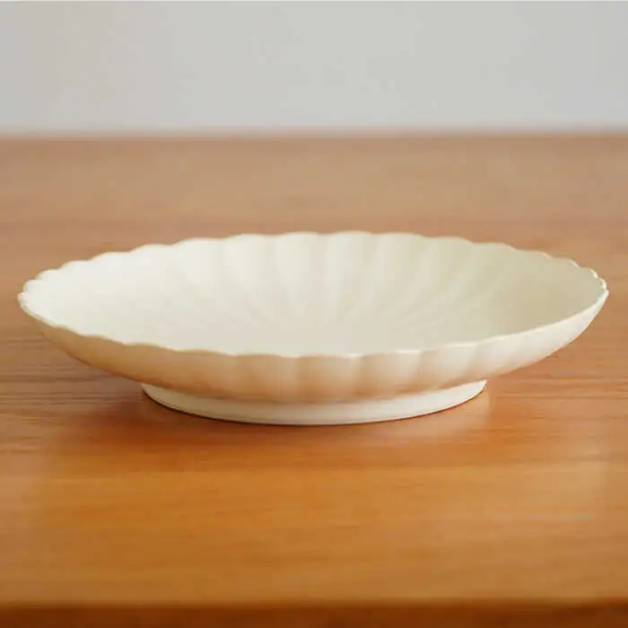 【波佐見焼】花しのぎ ペア 大皿 プレート (白鼠・薄黄) 食器 皿 【団陶器】 [PB81] 波佐見焼