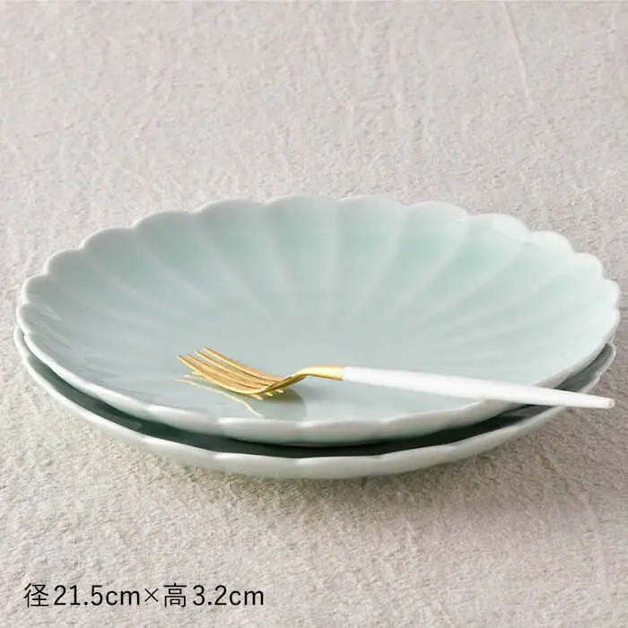 【波佐見焼】RINKA 21.5cm プレート 2枚セット 青磁 食器 皿 【長十郎窯】 [AE34] 波佐見焼