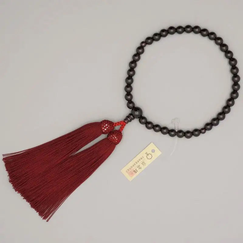 【神戸珠数店】〈京念珠〉女性用数珠 ガーネット【数珠袋付き】
