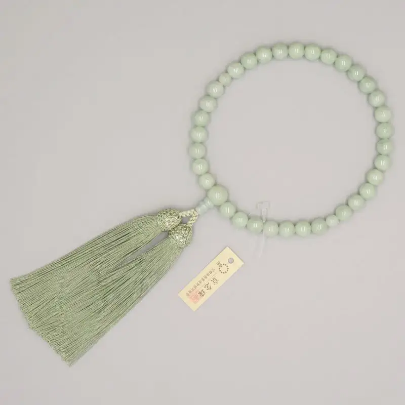 【神戸珠数店】〈京念珠〉上ビルマ翡翠 女性用数珠 【数珠袋付き】