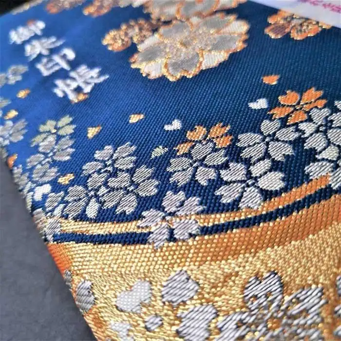 【早和製本】京都西陣織 御朱印帳 藍流水桜 SOWALABO