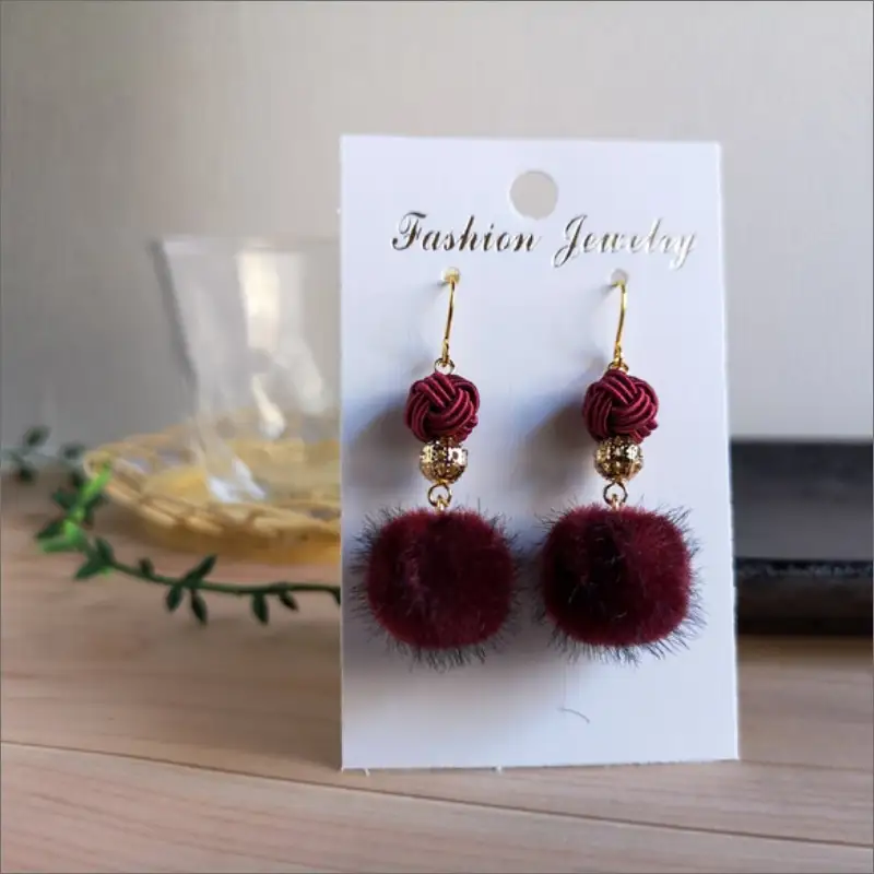 水引ピアス「ワインレッド」花時ピアス