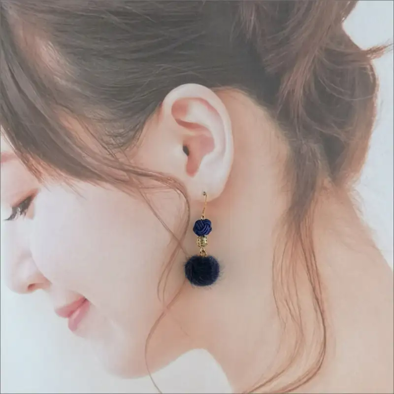 水引ピアス「ネイビー」花時ピアス