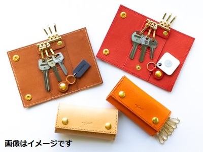 maf pinto レザーキーケース 本革 鍵入れ コンパクト マルチ カードキー オレンジシュリンク
