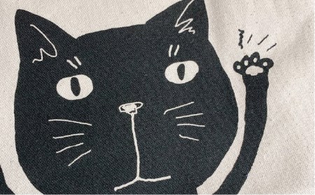 キャンパス 地 トート バッグ 「 Black Cat 」  《糸島》【のび工房】 【いとしまごころ】[ADZ002]
