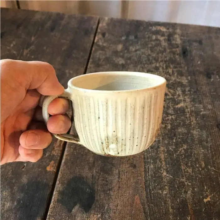【 アイボリー & アイアン ブラック 】 スープ マグカップ ペア セット 糸島市 / うつわと手仕事の店 研  器 陶器 食器 スープマグ クラフト 手作り [ARD019]