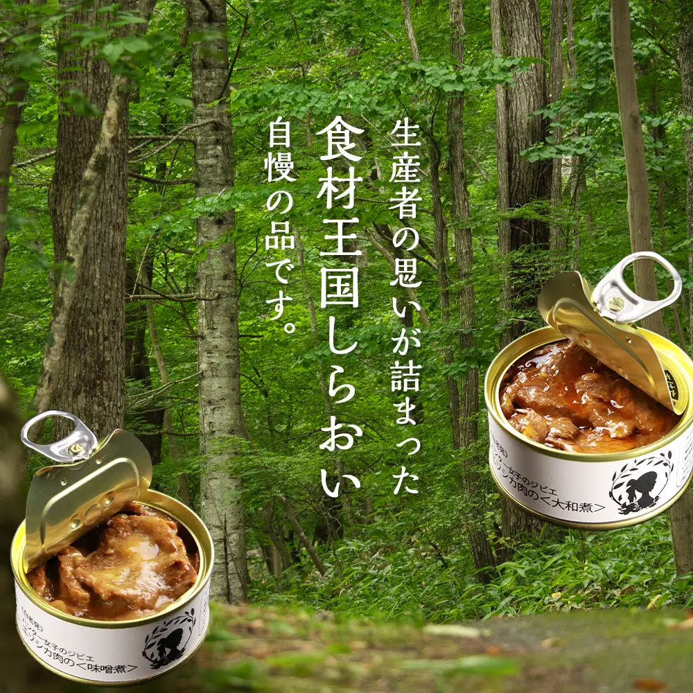 ハンター女子のジビエ エゾシカ肉の味噌煮×大和煮 各３缶セット（計６缶）