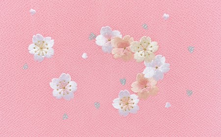 帯揚げ　ピンクに花柄刺繍　帯上げ　着物に 織物 ファッション 和装 式 篠原縫製