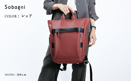 Sobagni　Back Pack 180 01 ファッション カバン バッグ エシカルレザー製 ファスナー付き  ブラック