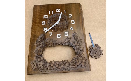 自然木振子時計（軽井沢彫・長野県伝統的工芸品） 伝統工芸品 木材 